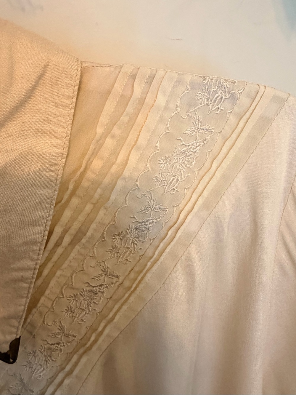Cream Embroidered Viscose Blouse | Lace Pintuck Chiffon Detail | Equestrian - Picture 9 of 10